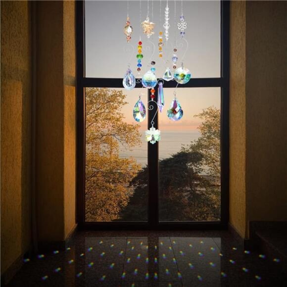 Crystal Suncatchers, RIFNY Hanging Crystals Ornament Sun Catcher with Chain - Picture 5 of 7